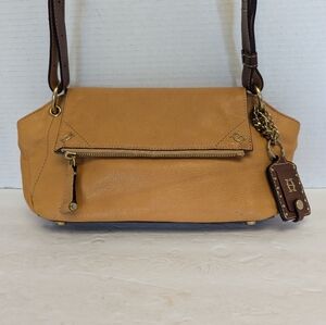 Olivia Harris Tan Soft Leather Crossbody Bag for Women 12x6x3" w 2 Compartments